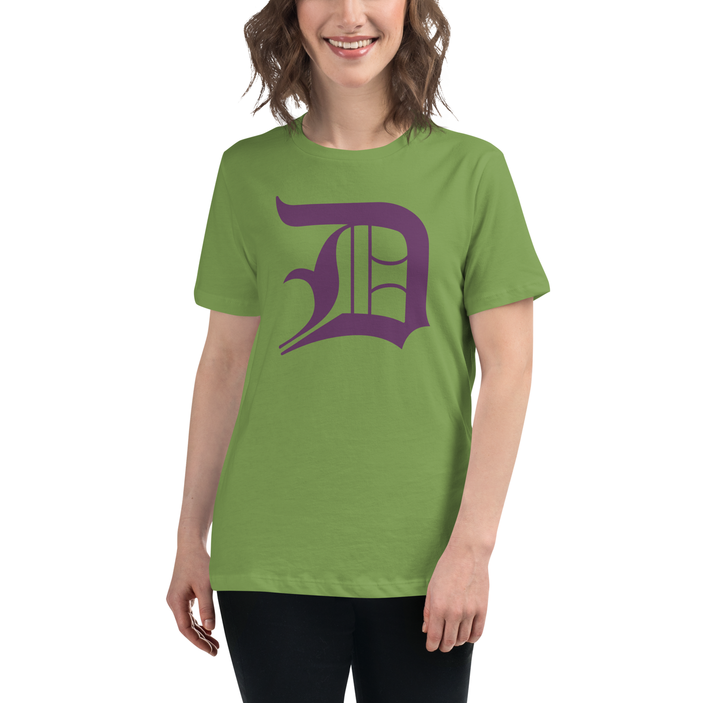 Detroit 'Old English D' T-Shirt (Plum) | Women's Relaxed Fit