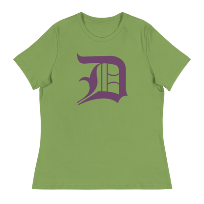 Detroit 'Old English D' T-Shirt (Plum) | Women's Relaxed Fit