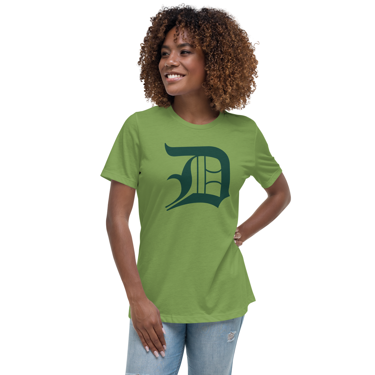 Detroit 'Old English D' T-Shirt (Laconic Green) | Women's Relaxed Fit