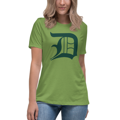 Detroit 'Old English D' T-Shirt (Laconic Green) | Women's Relaxed Fit