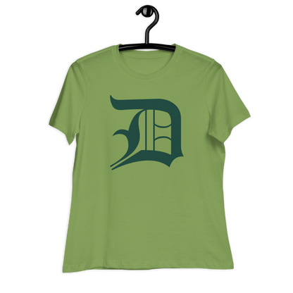 Detroit 'Old English D' T-Shirt (Laconic Green) | Women's Relaxed Fit