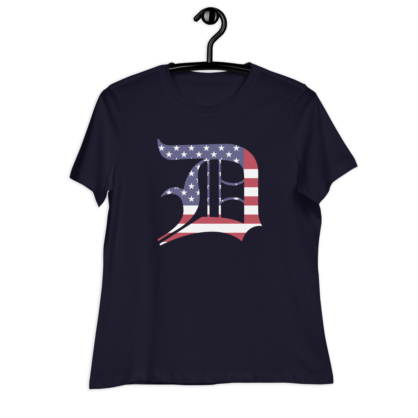 Detroit 'Old English D' T-Shirt (Patriotic Edition) | Women's Relaxed Fit