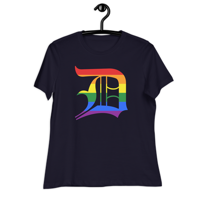 Detroit 'Old English D' T-Shirt (Rainbow Pride Edition) | Women's Relaxed Fit