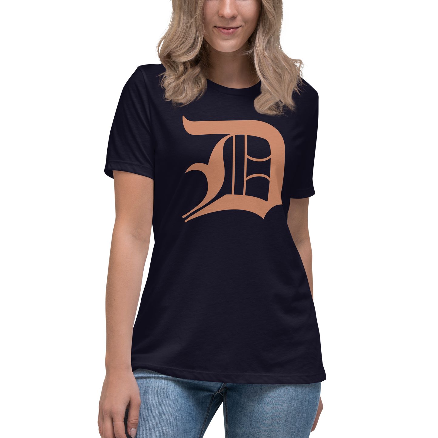 Detroit 'Old English D' T-Shirt (Copper Color) | Women's Relaxed Fit