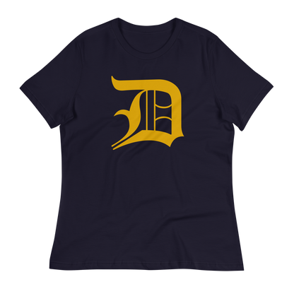 Detroit 'Old English D' T-Shirt (Gold) | Women's Relaxed Fit