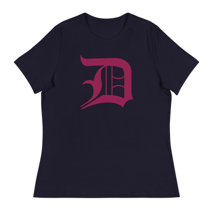 Detroit 'Old English D' T-Shirt (Ruby Red) | Women's Relaxed Fit