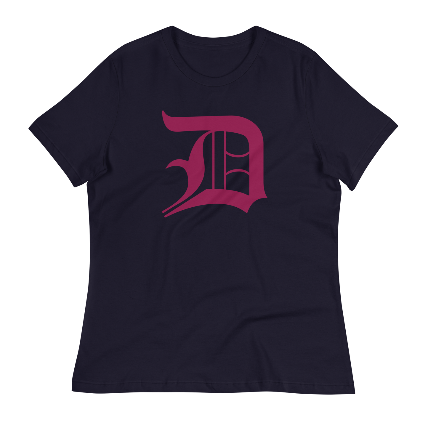 Detroit 'Old English D' T-Shirt (Ruby Red) | Women's Relaxed Fit