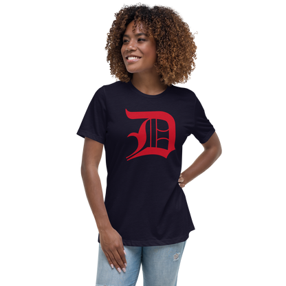 Detroit 'Old English D' T-Shirt (Aliform Red) | Women's Relaxed Fit