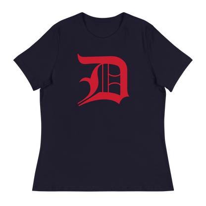 Detroit 'Old English D' T-Shirt (Aliform Red) | Women's Relaxed Fit