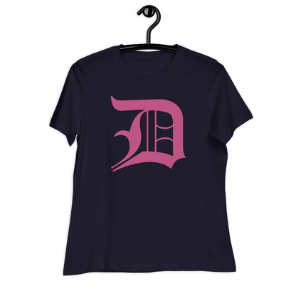 Detroit 'Old English D' T-Shirt (Apple Blossom Pink) | Women's Relaxed Fit