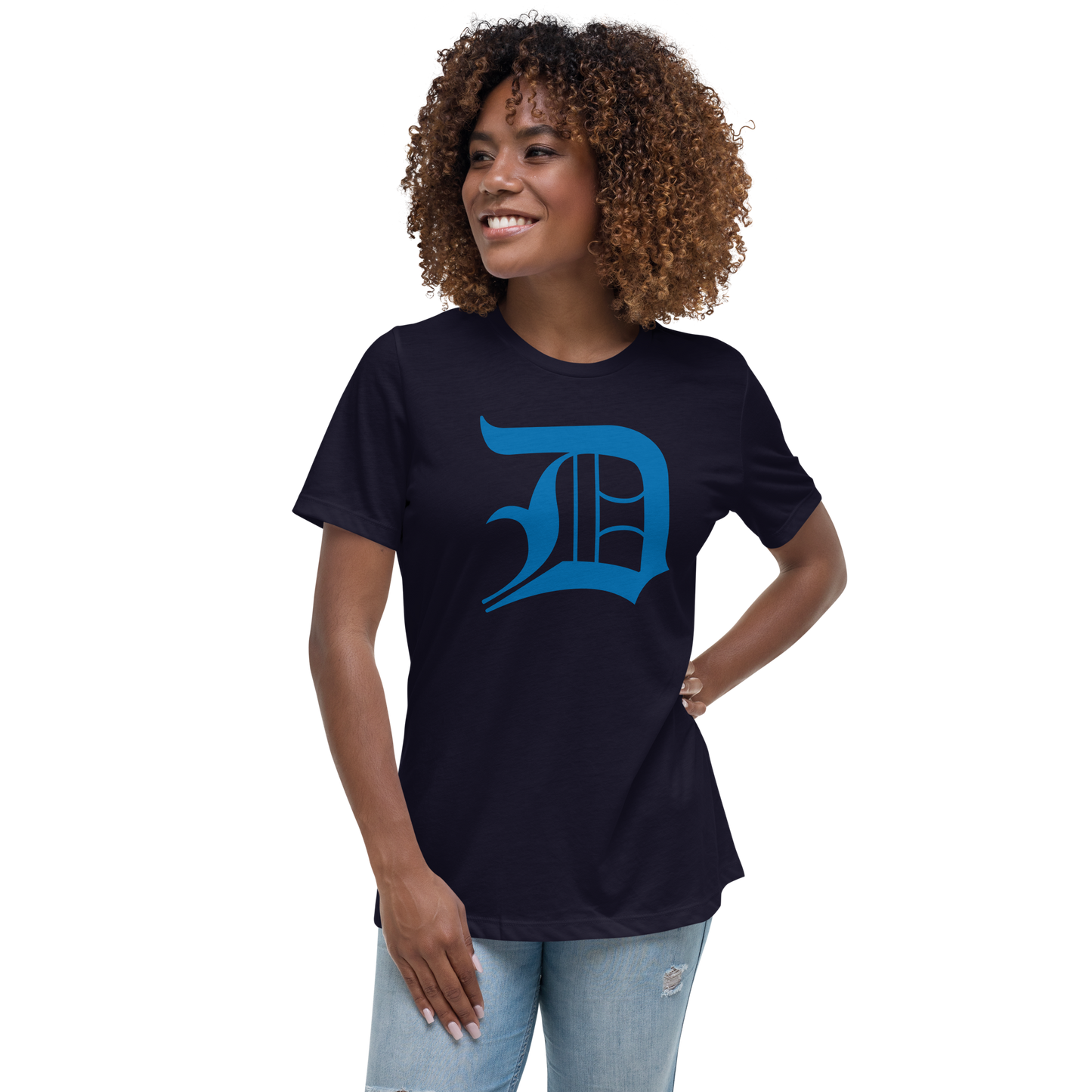 Detroit 'Old English D' T-Shirt (Azure) | Women's Relaxed Fit