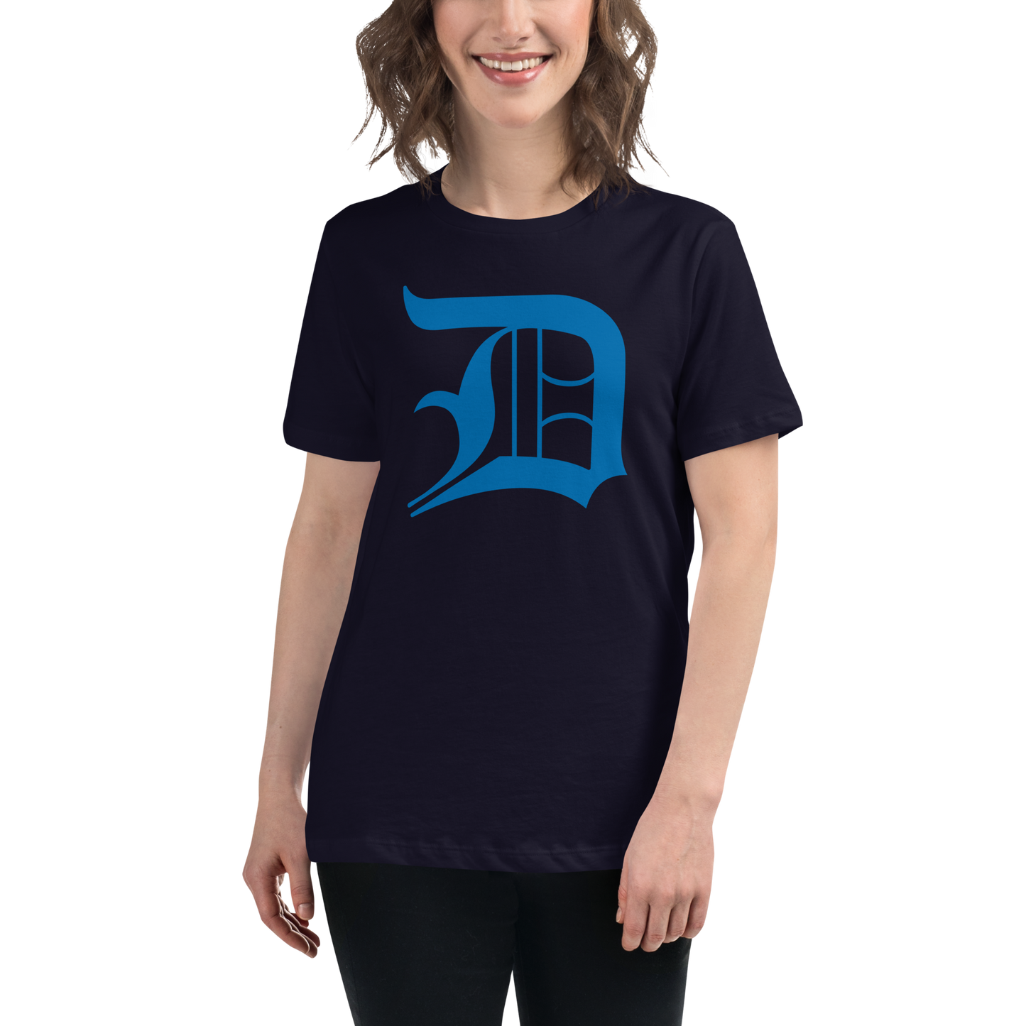 Detroit 'Old English D' T-Shirt (Azure) | Women's Relaxed Fit