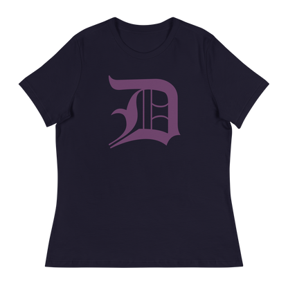 Detroit 'Old English D' T-Shirt (Plum) | Women's Relaxed Fit