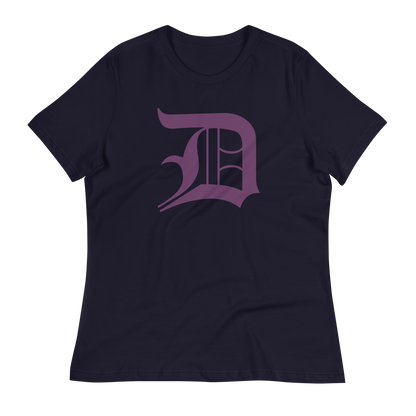 Detroit 'Old English D' T-Shirt (Plum) | Women's Relaxed Fit