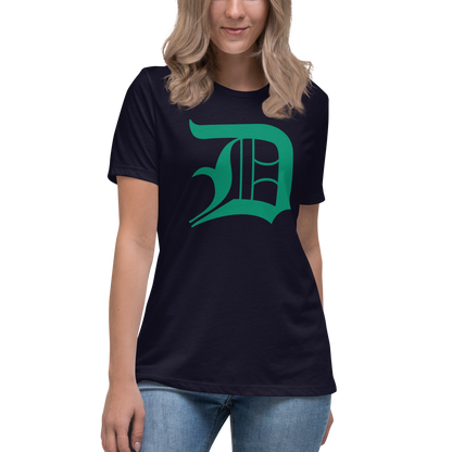 Detroit 'Old English D' T-Shirt (Emerald Green) | Women's Relaxed Fit