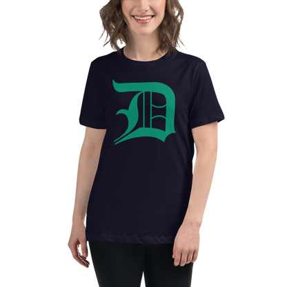 Detroit 'Old English D' T-Shirt (Emerald Green) | Women's Relaxed Fit