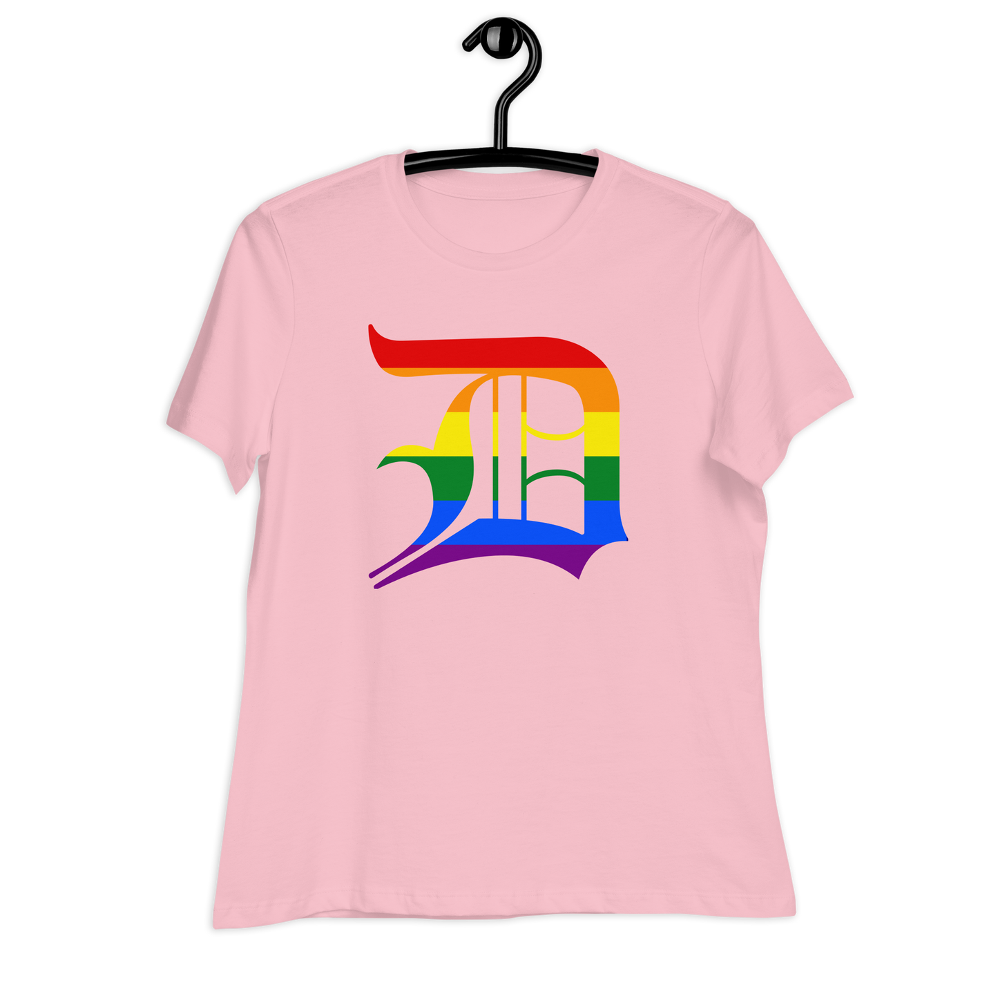 Detroit 'Old English D' T-Shirt (Rainbow Pride Edition) | Women's Relaxed Fit