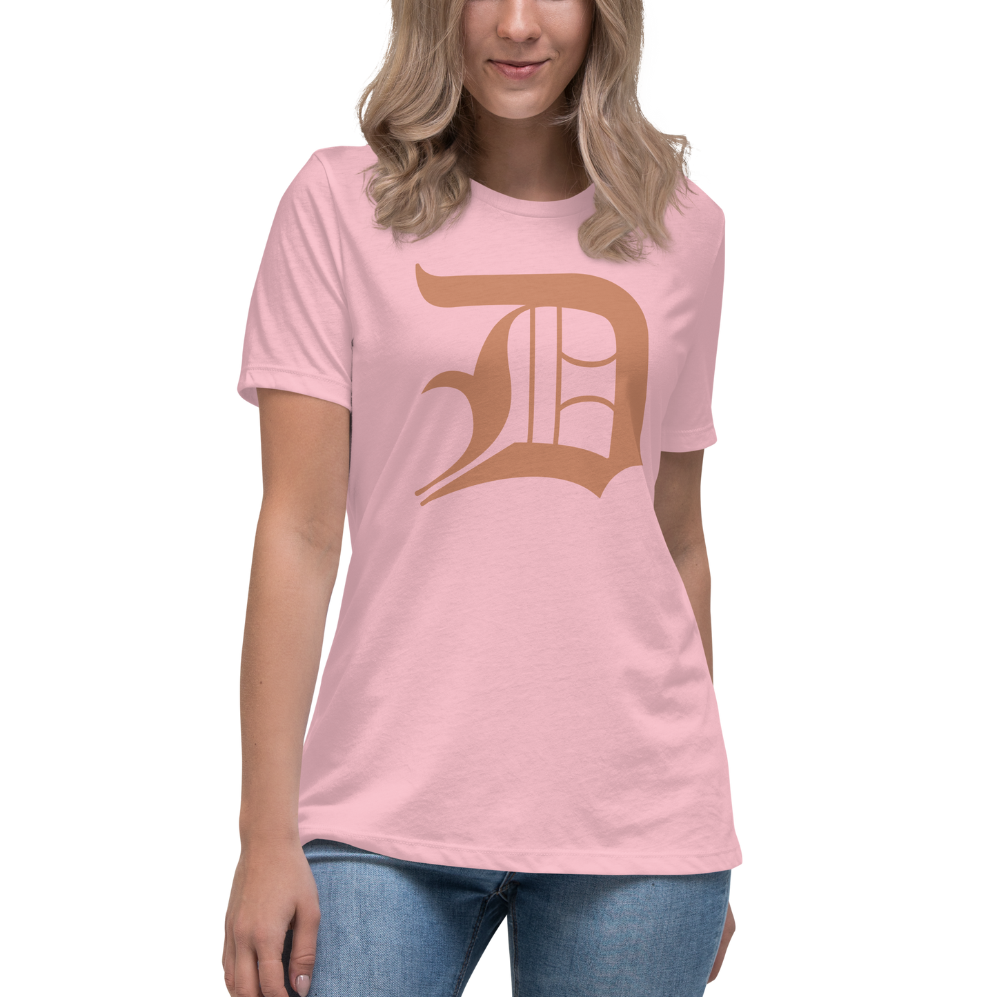 Detroit 'Old English D' T-Shirt (Copper Color) | Women's Relaxed Fit