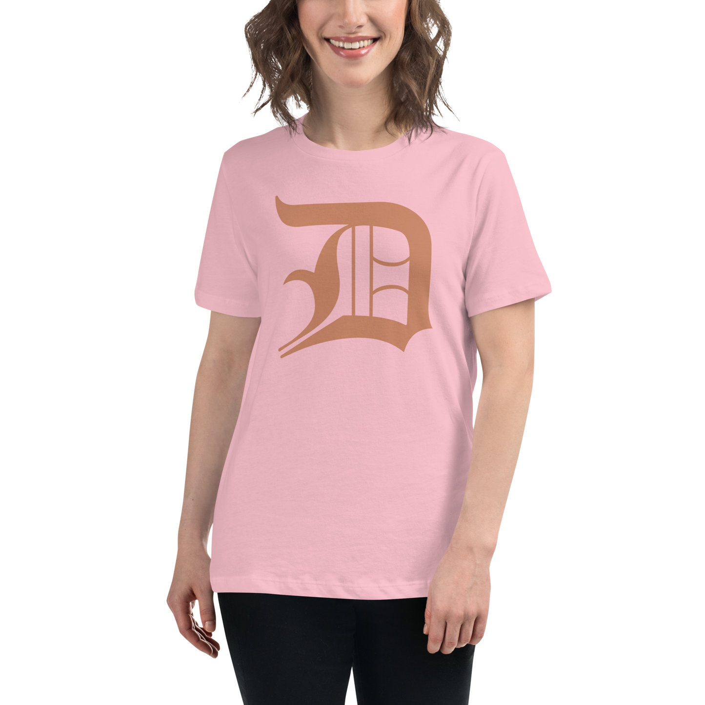 Detroit 'Old English D' T-Shirt (Copper Color) | Women's Relaxed Fit