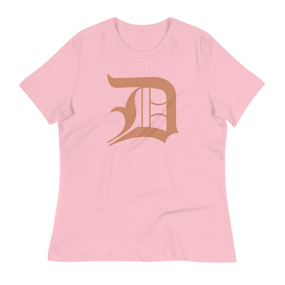 Detroit 'Old English D' T-Shirt (Copper Color) | Women's Relaxed Fit