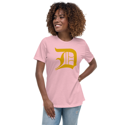 Detroit 'Old English D' T-Shirt (Gold) | Women's Relaxed Fit