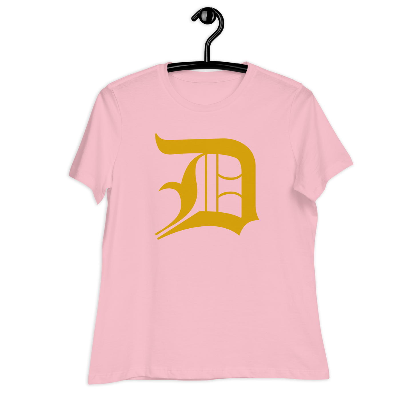 Detroit 'Old English D' T-Shirt (Gold) | Women's Relaxed Fit