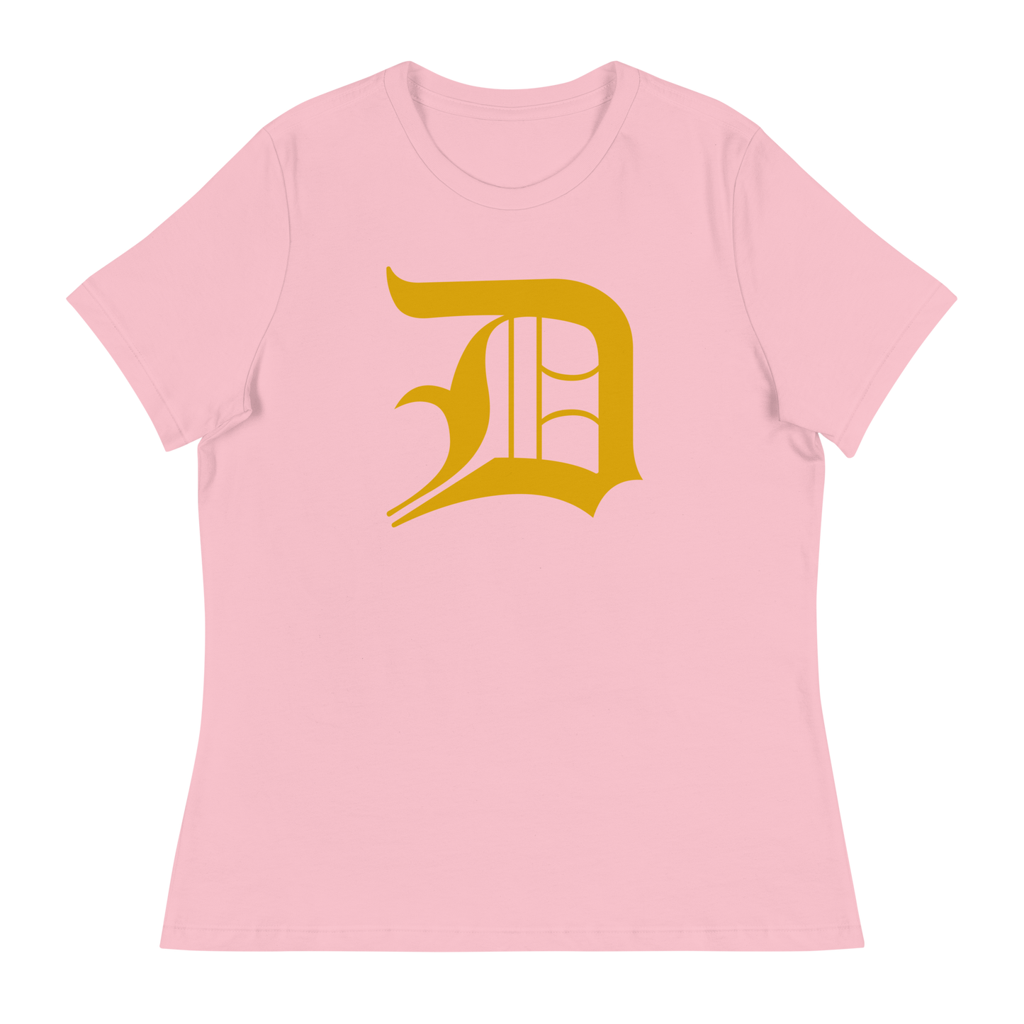 Detroit 'Old English D' T-Shirt (Gold) | Women's Relaxed Fit