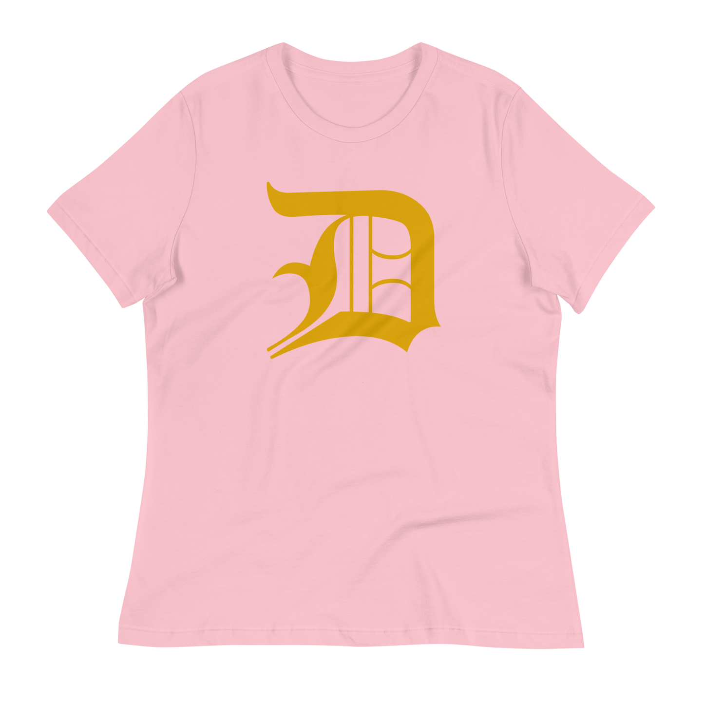 Detroit 'Old English D' T-Shirt (Gold) | Women's Relaxed Fit