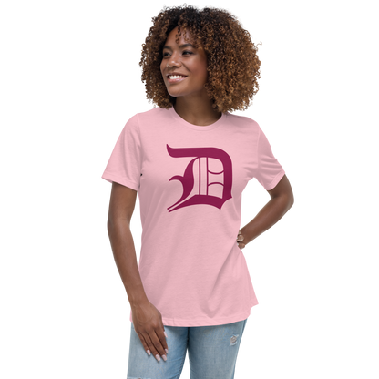 Detroit 'Old English D' T-Shirt (Ruby Red) | Women's Relaxed Fit