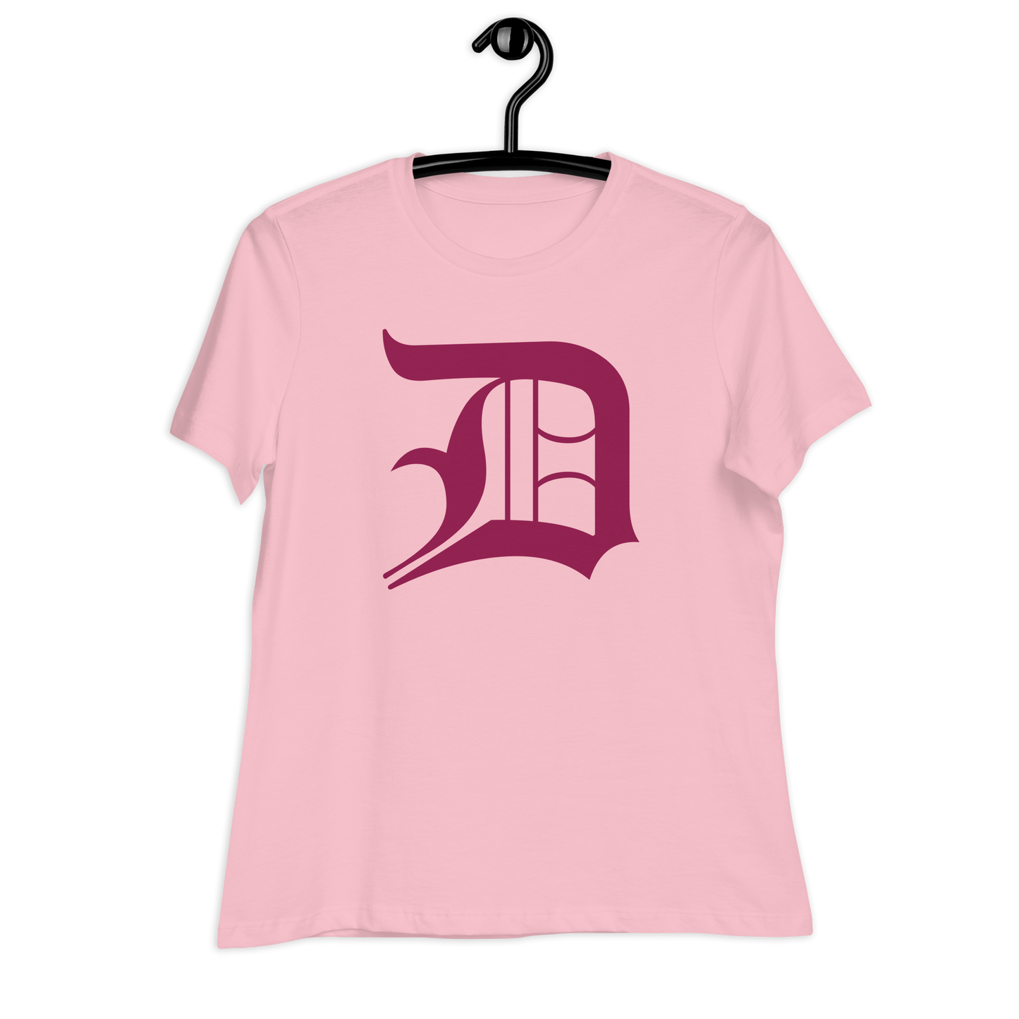 Detroit 'Old English D' T-Shirt (Ruby Red) | Women's Relaxed Fit