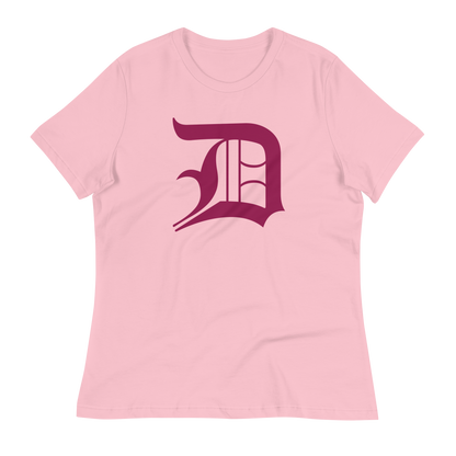 Detroit 'Old English D' T-Shirt (Ruby Red) | Women's Relaxed Fit