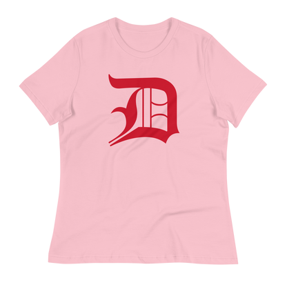 Detroit 'Old English D' T-Shirt (Aliform Red) | Women's Relaxed Fit