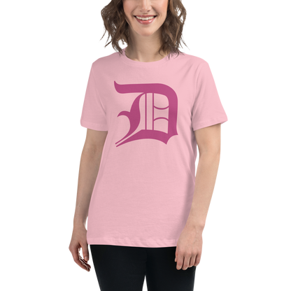 Detroit 'Old English D' T-Shirt (Apple Blossom Pink) | Women's Relaxed Fit