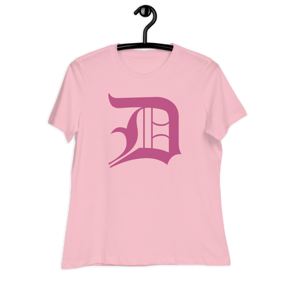 Detroit 'Old English D' T-Shirt (Apple Blossom Pink) | Women's Relaxed Fit