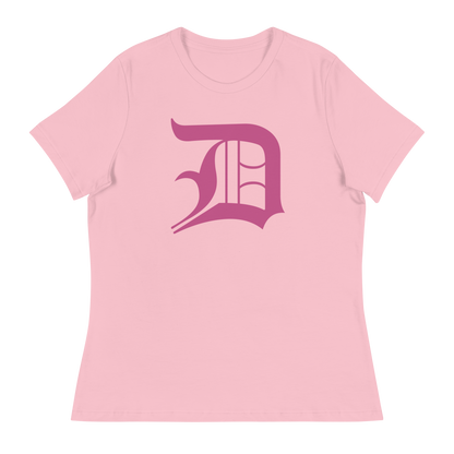 Detroit 'Old English D' T-Shirt (Apple Blossom Pink) | Women's Relaxed Fit