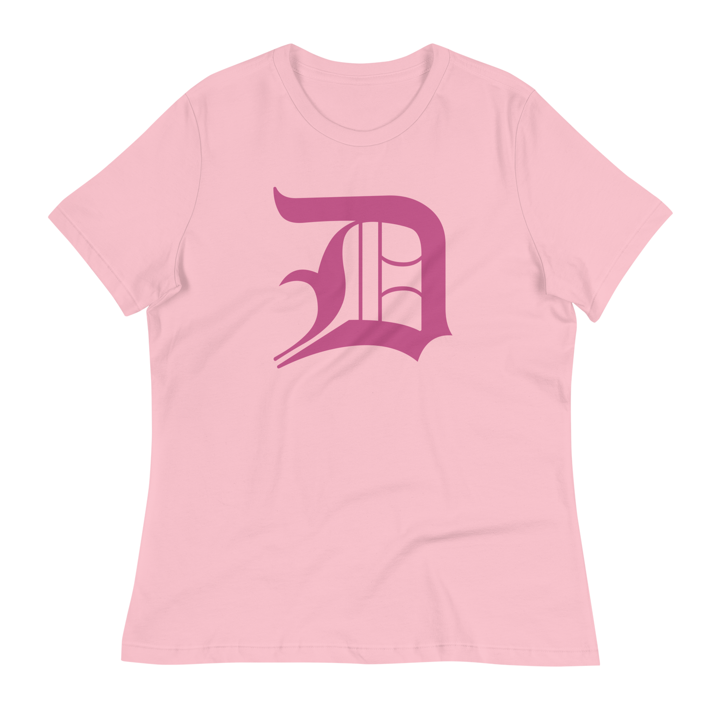 Detroit 'Old English D' T-Shirt (Apple Blossom Pink) | Women's Relaxed Fit