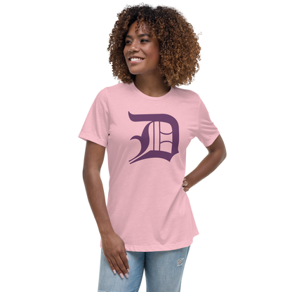 Detroit 'Old English D' T-Shirt (Plum) | Women's Relaxed Fit