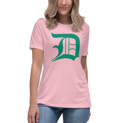 Detroit 'Old English D' T-Shirt (Emerald Green) | Women's Relaxed Fit