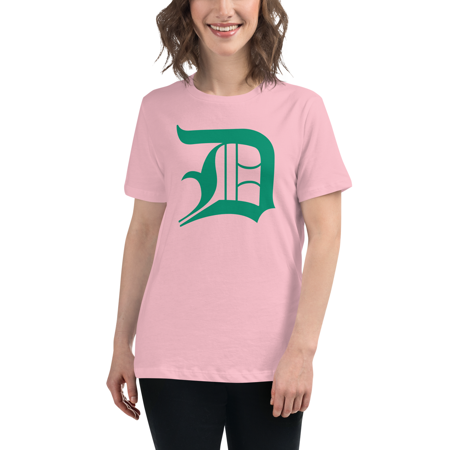 Detroit 'Old English D' T-Shirt (Emerald Green) | Women's Relaxed Fit