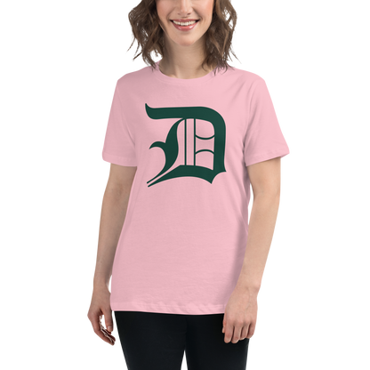 Detroit 'Old English D' T-Shirt (Laconic Green) | Women's Relaxed Fit