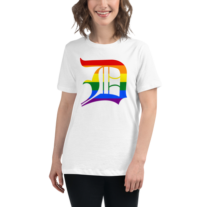 Detroit 'Old English D' T-Shirt (Rainbow Pride Edition) | Women's Relaxed Fit