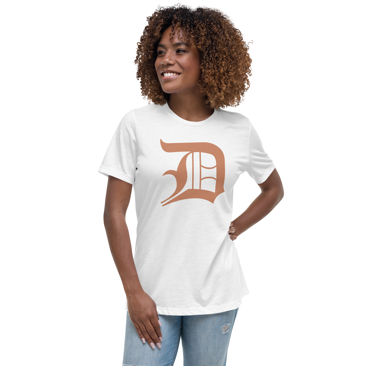 Detroit 'Old English D' T-Shirt (Copper Color) | Women's Relaxed Fit