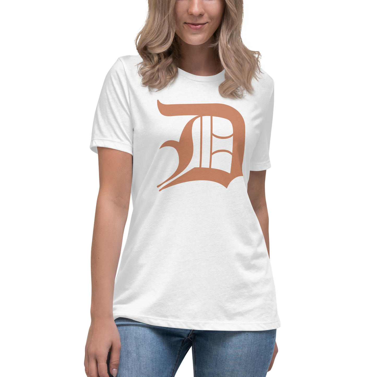 Detroit 'Old English D' T-Shirt (Copper Color) | Women's Relaxed Fit