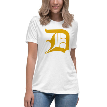 Detroit 'Old English D' T-Shirt (Gold) | Women's Relaxed Fit