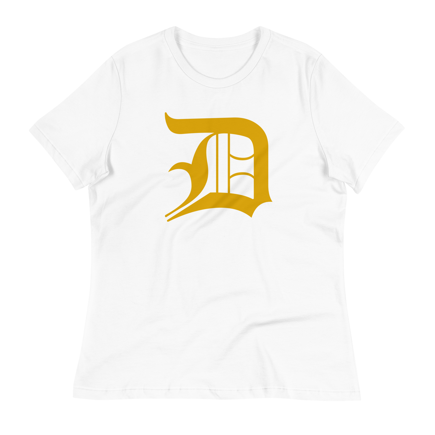 Detroit 'Old English D' T-Shirt (Gold) | Women's Relaxed Fit