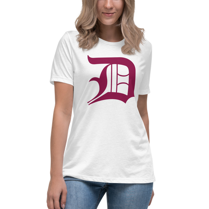 Detroit 'Old English D' T-Shirt (Ruby Red) | Women's Relaxed Fit