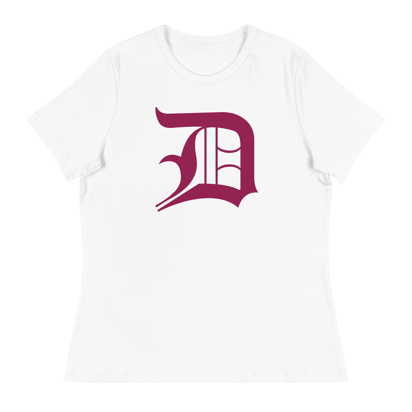 Detroit 'Old English D' T-Shirt (Ruby Red) | Women's Relaxed Fit