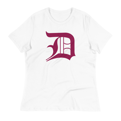 Detroit 'Old English D' T-Shirt (Ruby Red) | Women's Relaxed Fit