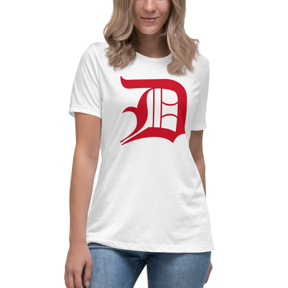 Detroit 'Old English D' T-Shirt (Aliform Red) | Women's Relaxed Fit