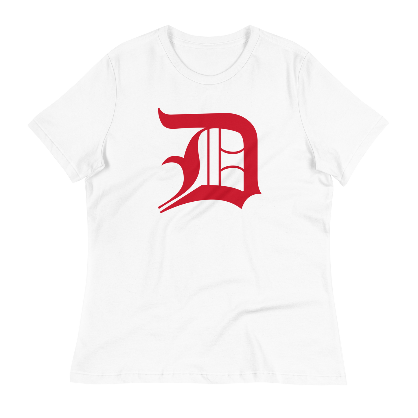 Detroit 'Old English D' T-Shirt (Aliform Red) | Women's Relaxed Fit